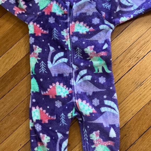 Children’s Place Bundle of 3 Toddler Girl Dino Footed Fleece 1 Piece Pajamas EUC - Picture 5 of 14
